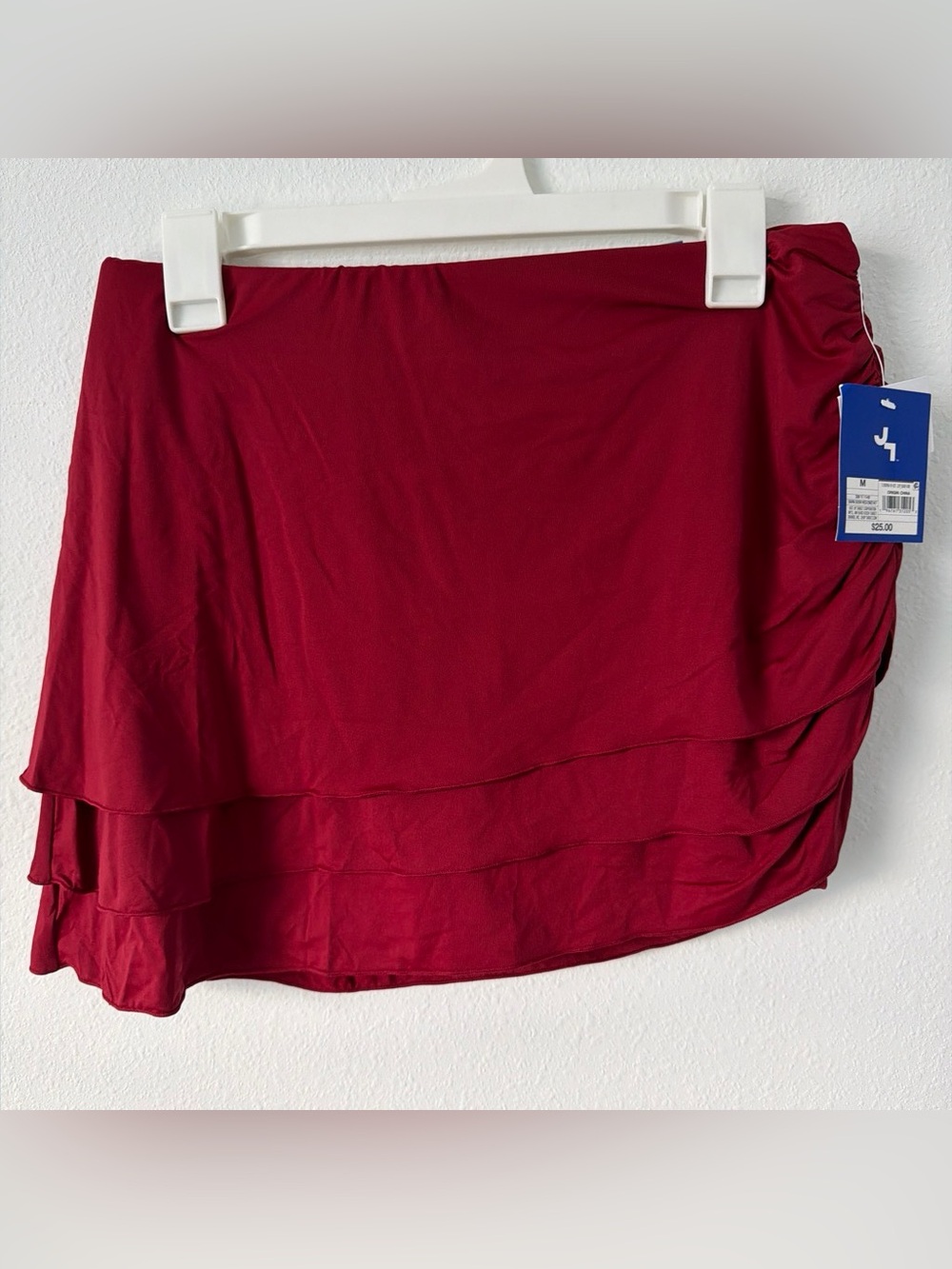 Layered burgundy Skort with Side Ruching